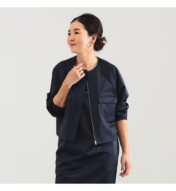 Demi-Luxe BEAMS 「エディター東原妙子 &times; Demi-Luxe BEAMS / シャイニー ポケット ショートブルゾン」|ブルゾン・スタジャン|