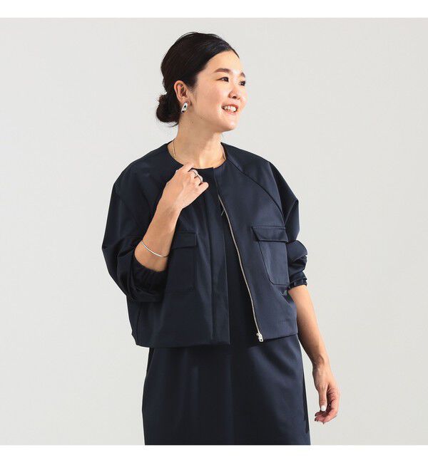 Demi-Luxe BEAMS 「エディター東原妙子 &times; Demi-Luxe BEAMS / シャイニー ポケット ショートブルゾン」|ブルゾン・スタジャン|