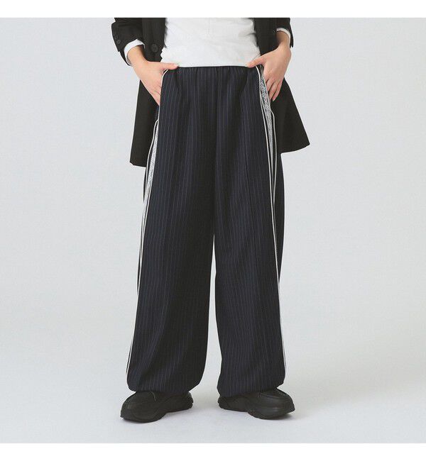 Ray BEAMS 「レースライントラックパンツ」|チノ|NAVY_ST