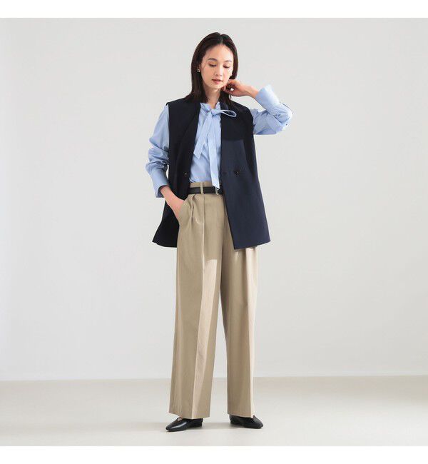 Demi-Luxe BEAMS 「	ラペルレス 2ボタン ジレ」|ダウン|