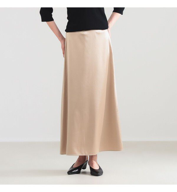 Demi-Luxe BEAMS 「トリアセ ポリエステル フラットサテン スカート」|スカート|BEIGE