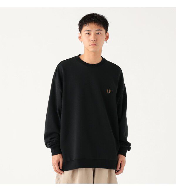 BEAMS「FRED PERRY / エンブロイダリー クルーネック スウェット」|スウェット・ジャージ|BLACK