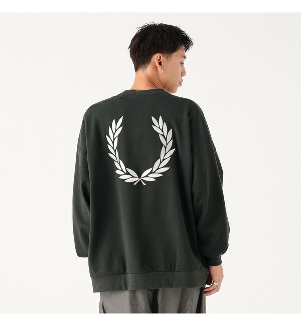 BEAMS「FRED PERRY / エンブロイダリー クルーネック スウェット」|スウェット・ジャージ|NIGHT_GREEN