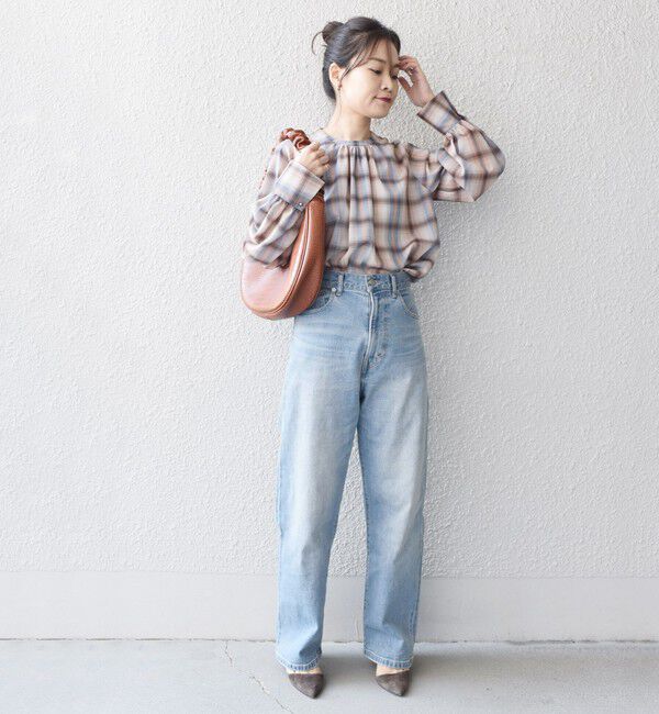 SHIPS for women「SUPER120 シアーチェックギャザーブラウス◇」|シャツ・ブラウス|