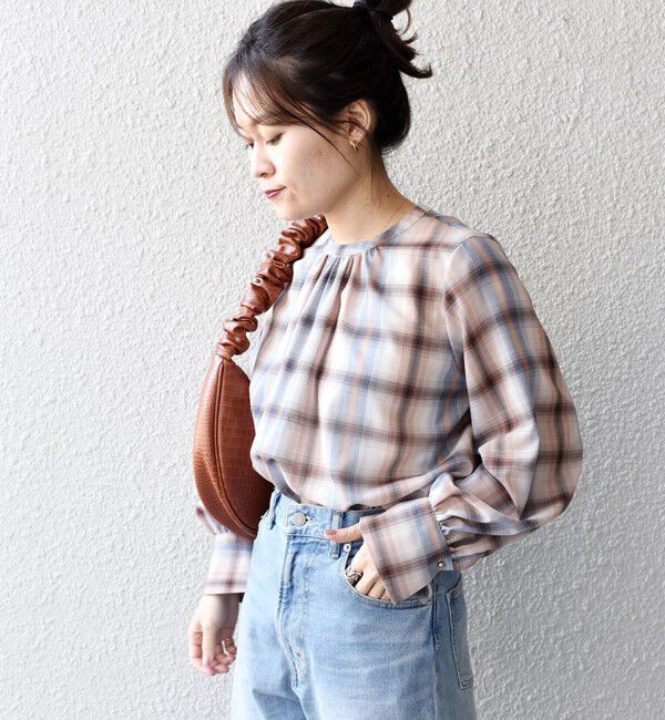 SHIPS for women「SUPER120 シアーチェックギャザーブラウス◇」|シャツ・ブラウス|