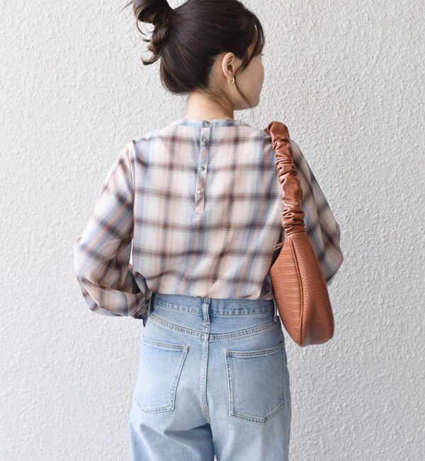 SHIPS for women「SUPER120 シアーチェックギャザーブラウス◇」|シャツ・ブラウス|