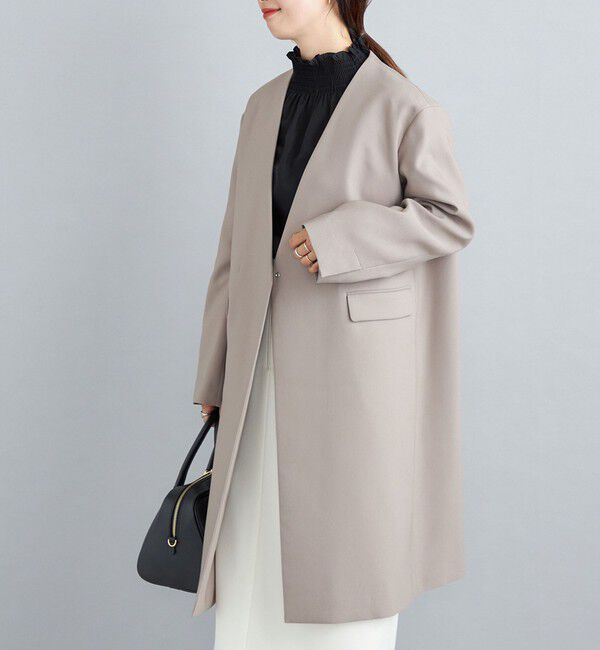 SHIPS for women「ノーラペル ツイル ライトコート◇」|ノーカラーコート|