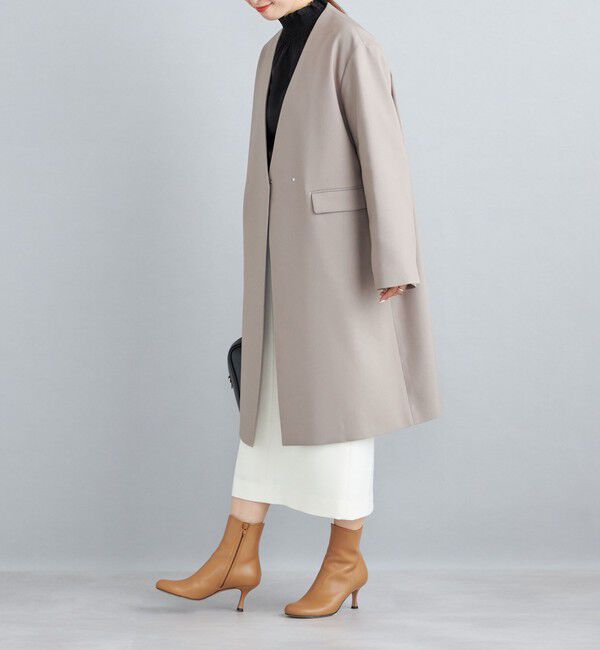 SHIPS for women「ノーラペル ツイル ライトコート◇」|ノーカラーコート|