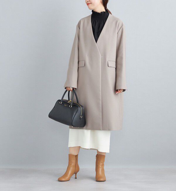 SHIPS for women「ノーラペル ツイル ライトコート◇」|ノーカラーコート|