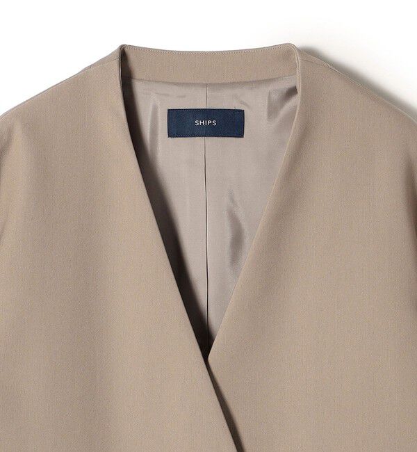SHIPS for women「ノーラペル ツイル ライトコート◇」|ノーカラーコート|