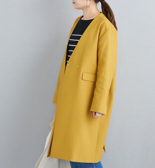 SHIPS for women「ノーラペル ツイル ライトコート◇」|ノーカラーコート|