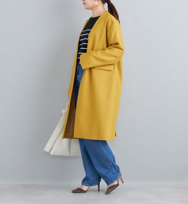 SHIPS for women「ノーラペル ツイル ライトコート◇」|ノーカラーコート|