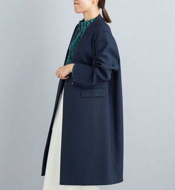 SHIPS for women「ノーラペル ツイル ライトコート◇」|ノーカラーコート|