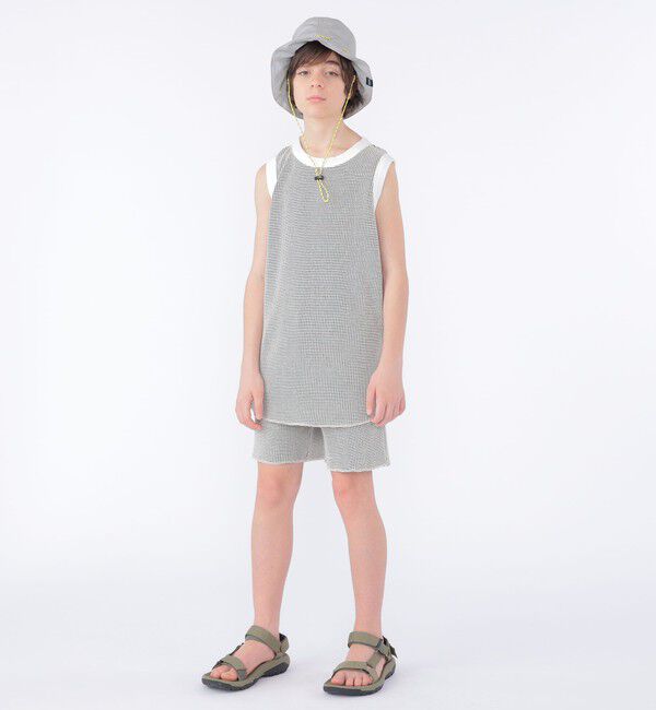 SHIPS KIDS「MOUN TEN.:160cm / バイカラー ワッフル タンクトップ」|タンクトップ|