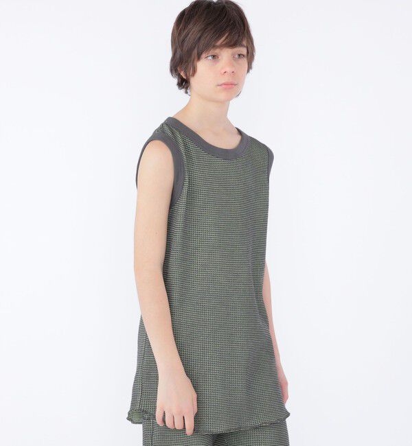 SHIPS KIDS「MOUN TEN.:160cm / バイカラー ワッフル タンクトップ」|タンクトップ|チャコールグレー