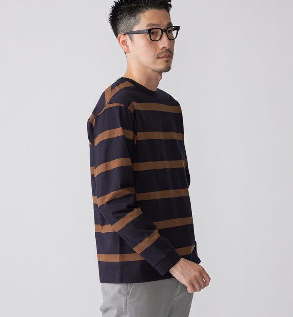 SHIPS「SHIPS: ワイドパネル ボーダー クルーネック Tシャツ (ロンT)」|Tシャツ・カットソー|