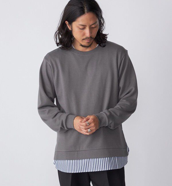 SHIPS「*SHIPS: シャツ レイヤード クルーネック スウェット」|スウェット・ジャージ|グレー