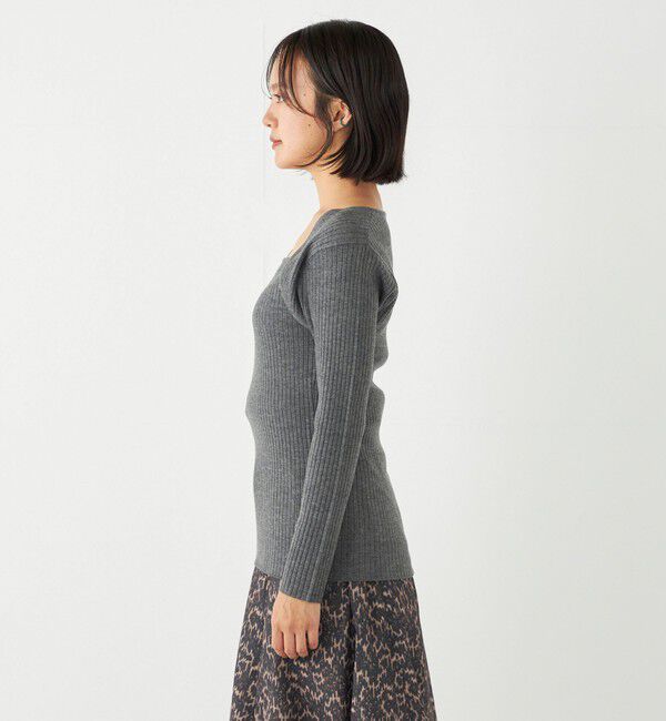 SHIPS Colors 「SHIPS Colors:〈手洗い可能〉14G スクエアー ネック リブ ニット」|ニット・セーター|
