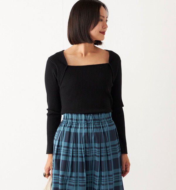 SHIPS Colors 「SHIPS Colors:〈手洗い可能〉14G スクエアー ネック リブ ニット」|ニット・セーター|