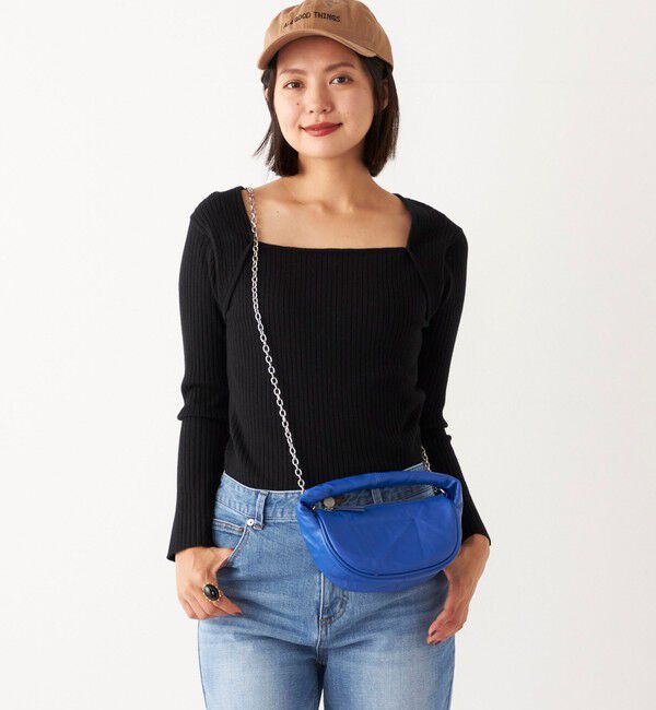 SHIPS Colors 「SHIPS Colors:〈手洗い可能〉14G スクエアー ネック リブ ニット」|ニット・セーター|