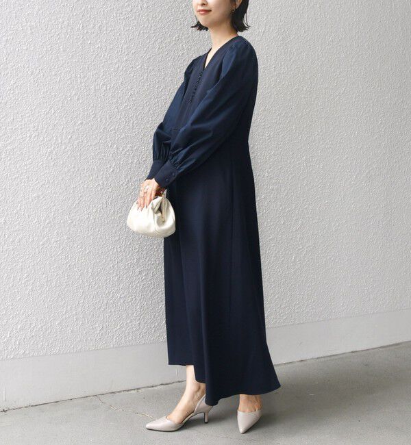 SHIPS for women「〈手洗い可能〉異素材 コンビ フロント ボタン ワンピース ◇」|ワンピース|