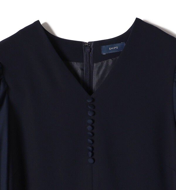 SHIPS for women「〈手洗い可能〉異素材 コンビ フロント ボタン ワンピース ◇」|ワンピース|