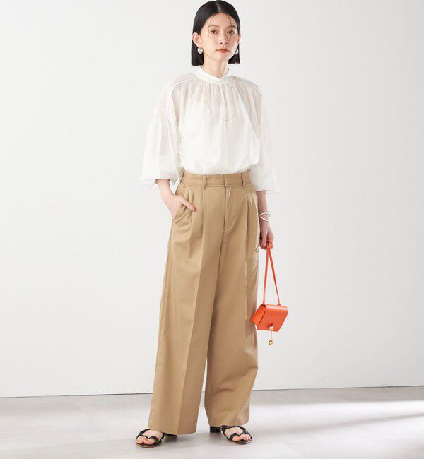 SHIPS for women「〈手洗い可能〉ボイル オーガンジー シャーリング ボリューム ブラウス 24SS ◇」|シャツ・ブラウス|