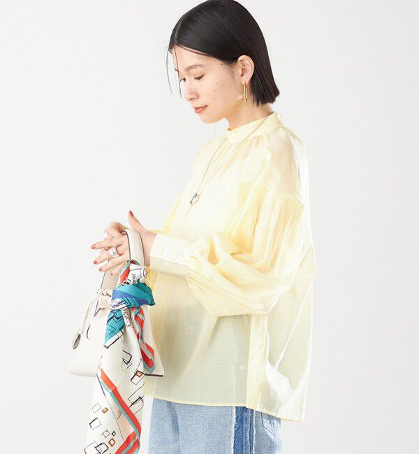 SHIPS for women「〈手洗い可能〉ボイル オーガンジー シャーリング ボリューム ブラウス 24SS ◇」|シャツ・ブラウス|