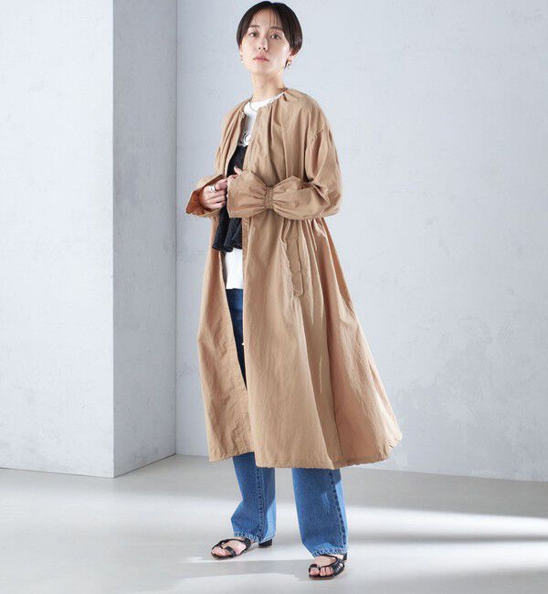 SHIPS for women「〈撥水加工/手洗い可能〉裾 ドロスト ノーカラー ロング コート 24SS ◇」|ノーカラーコート|