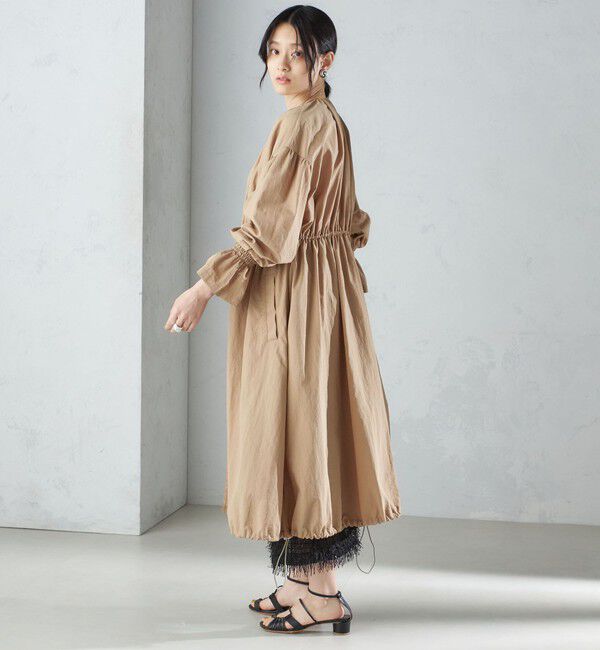 SHIPS for women「〈撥水加工/手洗い可能〉裾 ドロスト ノーカラー ロング コート 24SS ◇」|ノーカラーコート|