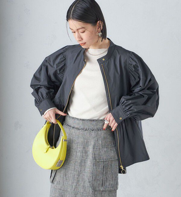 SHIPS for women「〈手洗い可能〉割繊 ナイロン スタンドカラー ギャザー ブルゾン◇」|ブルゾン・スタジャン|