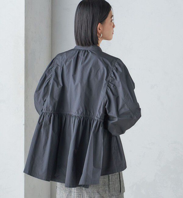 SHIPS for women「〈手洗い可能〉割繊 ナイロン スタンドカラー ギャザー ブルゾン◇」|ブルゾン・スタジャン|