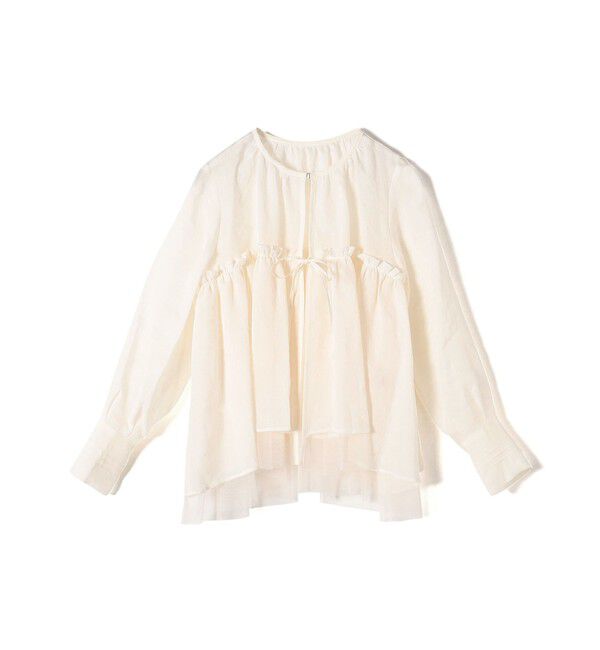 SHIPS for women「*〈手洗い可能〉ペーパー リネン フリル 羽織 ブラウス」|シャツ・ブラウス|