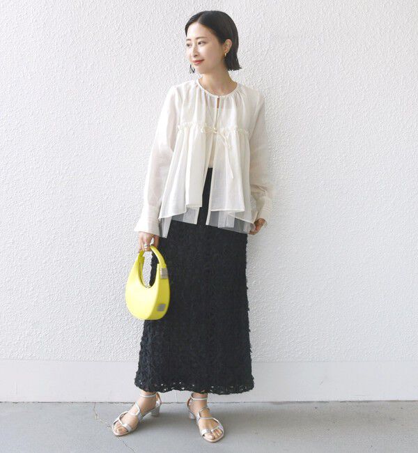 SHIPS for women「*〈手洗い可能〉ペーパー リネン フリル 羽織 ブラウス」|シャツ・ブラウス|