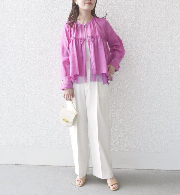 SHIPS for women「*〈手洗い可能〉ペーパー リネン フリル 羽織 ブラウス」|シャツ・ブラウス|