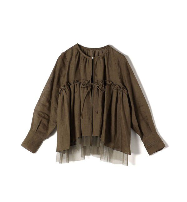 SHIPS for women「*〈手洗い可能〉ペーパー リネン フリル 羽織 ブラウス」|シャツ・ブラウス|