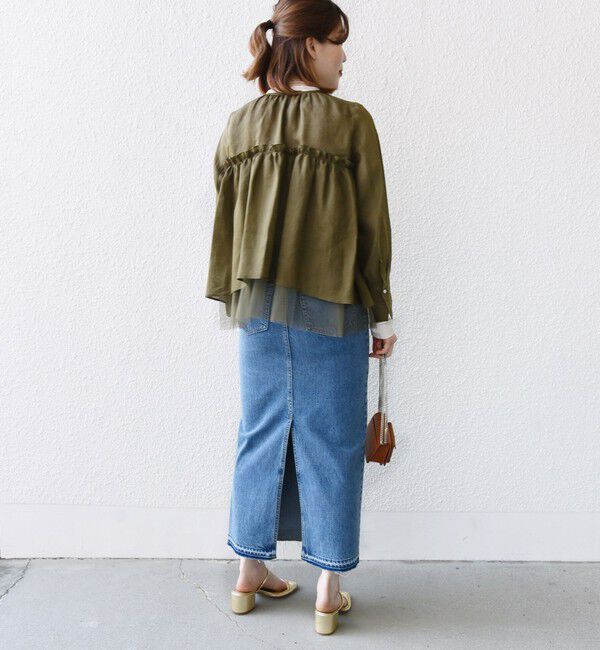 SHIPS for women「*〈手洗い可能〉ペーパー リネン フリル 羽織 ブラウス」|シャツ・ブラウス|