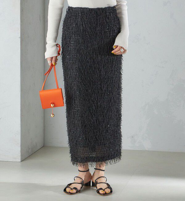 SHIPS for women「【WEB限定】〈手洗い可能〉フリンジ ラメ タイト スカート」|スカート|