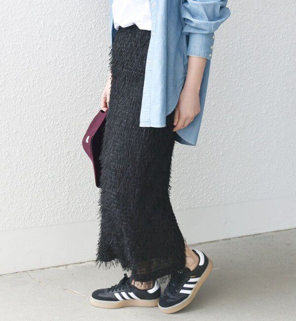 SHIPS for women「【WEB限定】〈手洗い可能〉フリンジ ラメ タイト スカート」|スカート|