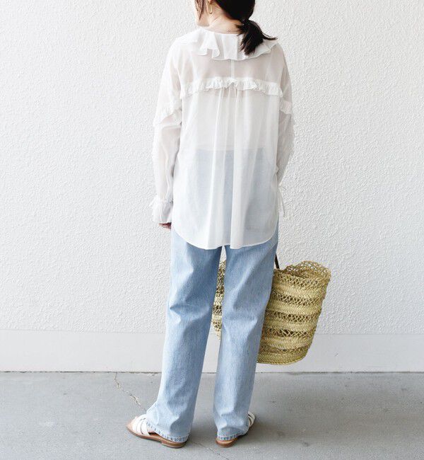 SHIPS for women「* 〈手洗い可能〉強撚 コットン シアー ボイル フリル ブラウス ◇」|シャツ・ブラウス|