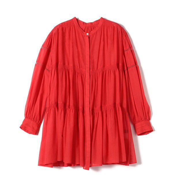 SHIPS for women「* 〈手洗い可能〉強撚 コットン ボイル シアー ティアード チュニック ◇」|シャツ・ブラウス|