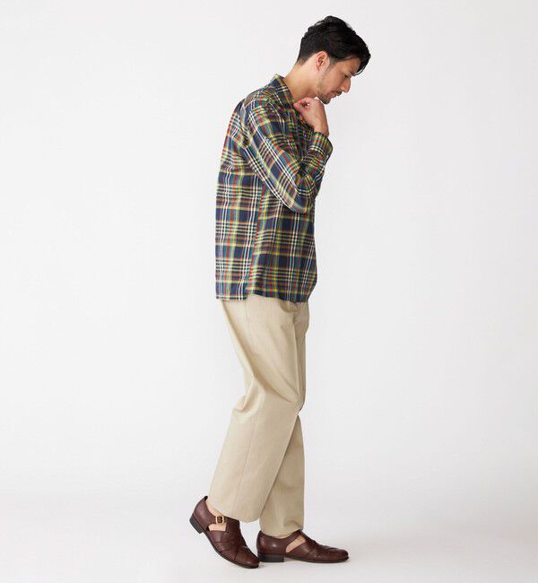 SHIPS「SHIPS: オープンカラー コットン リネン マドラスチェック プルオーバー シャツ ブルー」|シャツ・ブラウス|