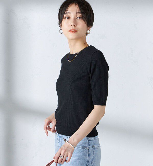 SHIPS for women「〈手洗い可能〉コットン ナイロン リブ ニット TEE」|ニット・セーター|