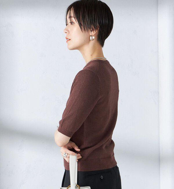 SHIPS for women「〈手洗い可能〉コットン ナイロン リブ ニット TEE」|ニット・セーター|