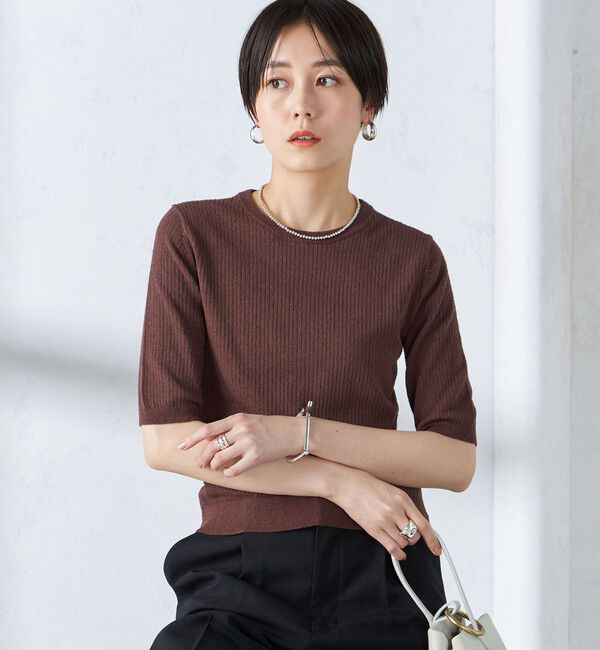 SHIPS for women「〈手洗い可能〉コットン ナイロン リブ ニット TEE」|ニット・セーター|