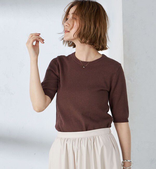 SHIPS for women「〈手洗い可能〉コットン ナイロン リブ ニット TEE」|ニット・セーター|