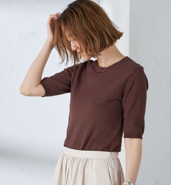 SHIPS for women「〈手洗い可能〉コットン ナイロン リブ ニット TEE」|ニット・セーター|