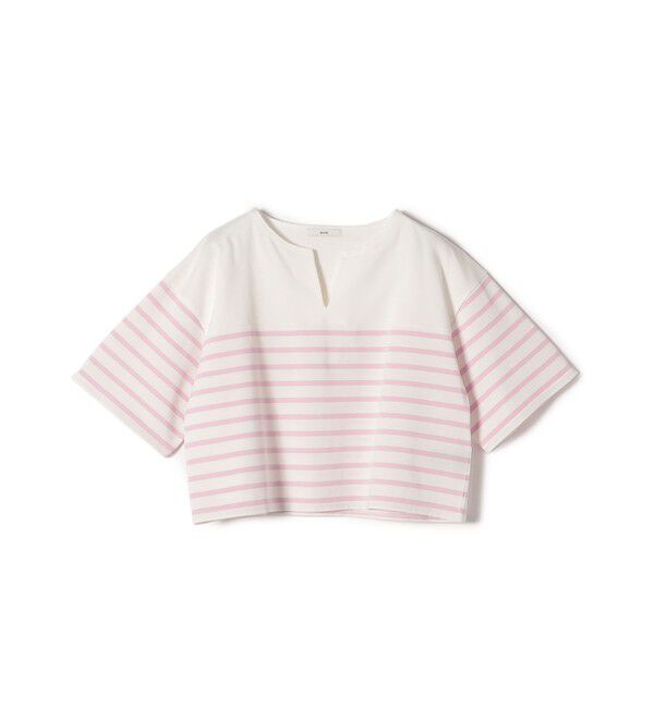 SHIPS for women「〈手洗い可能〉オーガニック 綿 ボーダー ショート スリーブ」|Tシャツ・カットソー|