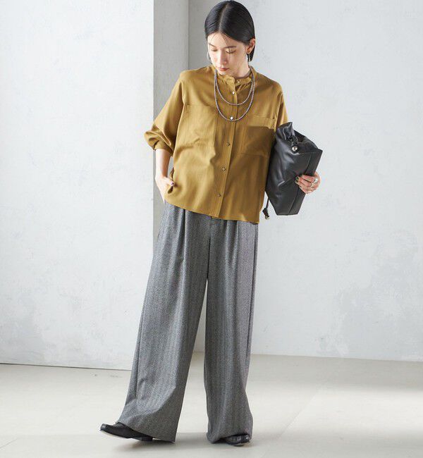 SHIPS for women「〈手洗い可能〉バンドカラー ショート 羽織り シャツ」|シャツ・ブラウス|