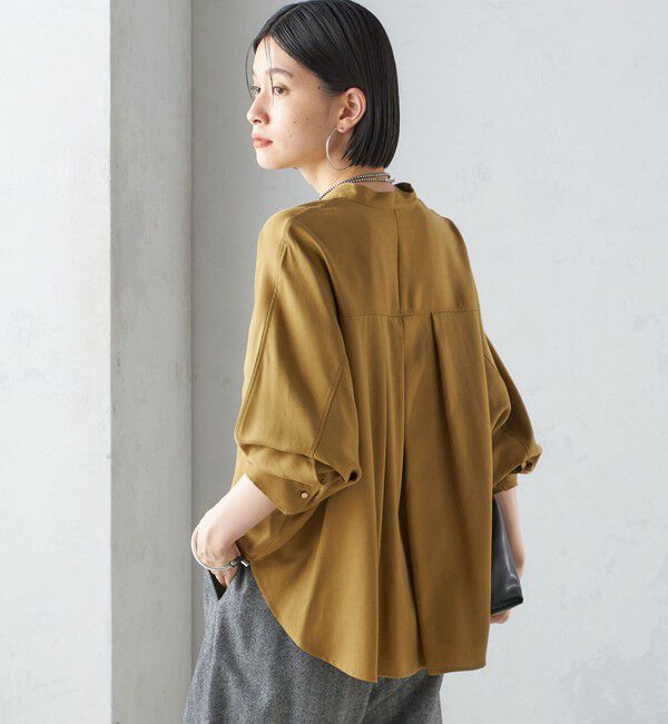 SHIPS for women「〈手洗い可能〉バンドカラー ショート 羽織り シャツ」|シャツ・ブラウス|
